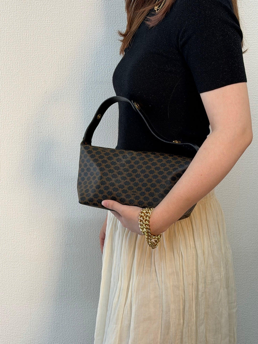 CELINE Vintage Black Macadam Canvas Accessories Pouch Shoulder Bag