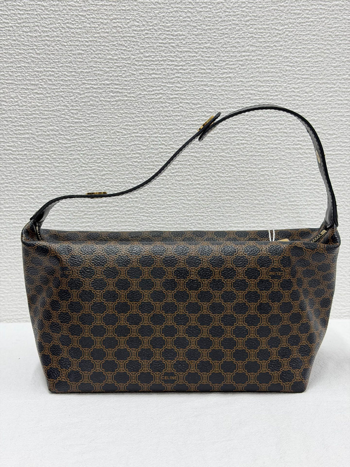 CELINE Vintage Black Macadam Canvas Accessories Pouch Shoulder Bag