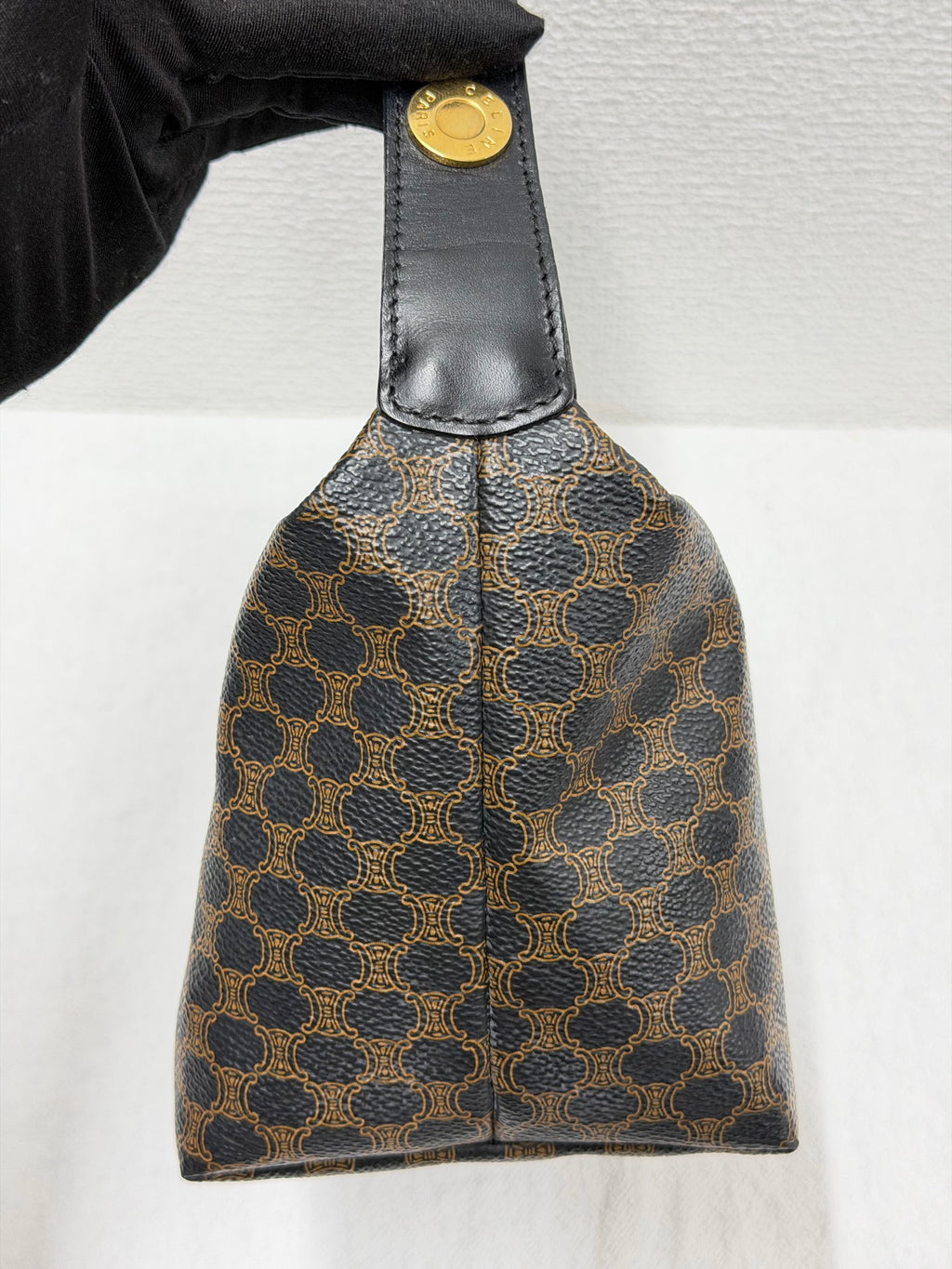 CELINE Vintage Black Macadam Canvas Accessories Pouch Shoulder Bag