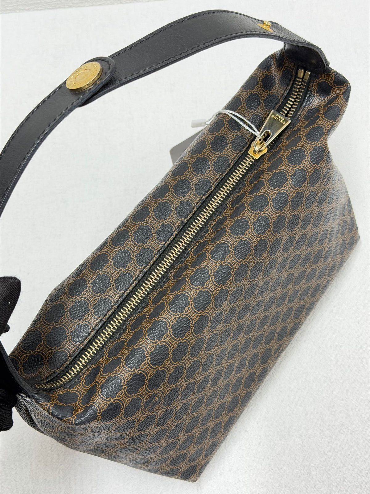CELINE Vintage Black Macadam Canvas Accessories Pouch Shoulder Bag