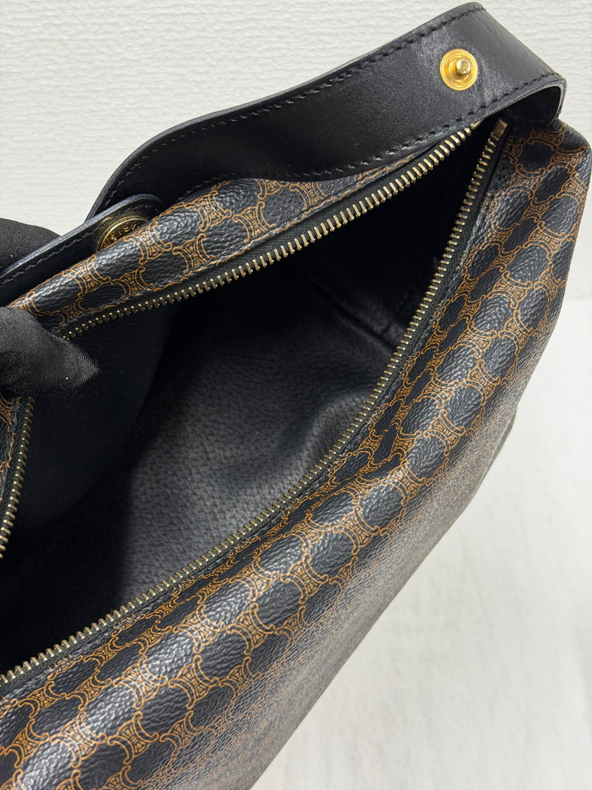 CELINE Vintage Black Macadam Canvas Accessories Pouch Shoulder Bag