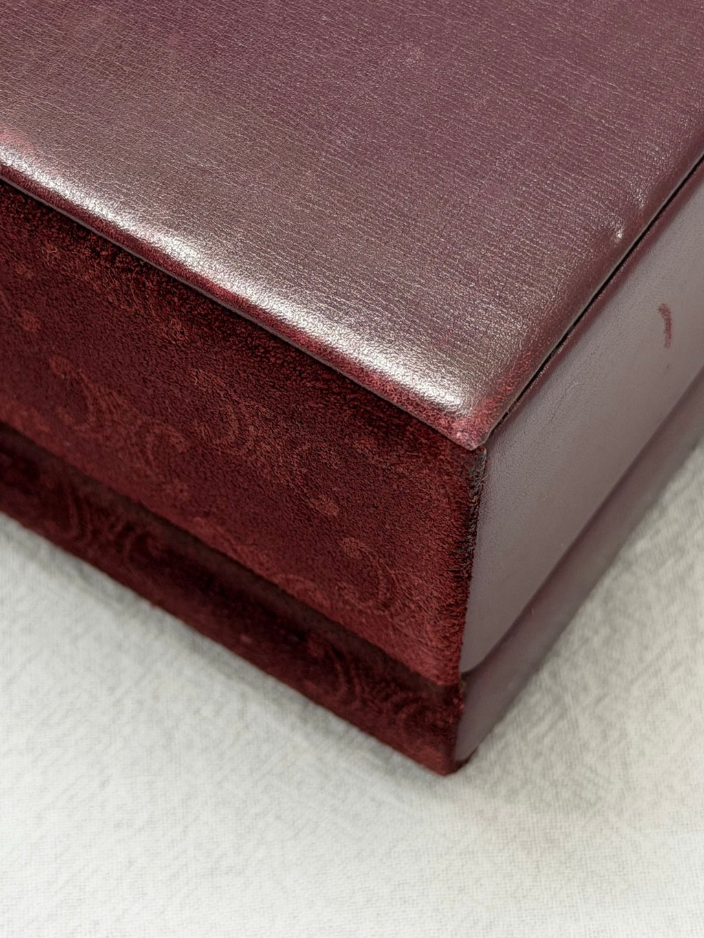 CELINE Vintage Suede Smooth Leather Combo Vanity Box Bag Bordeaux