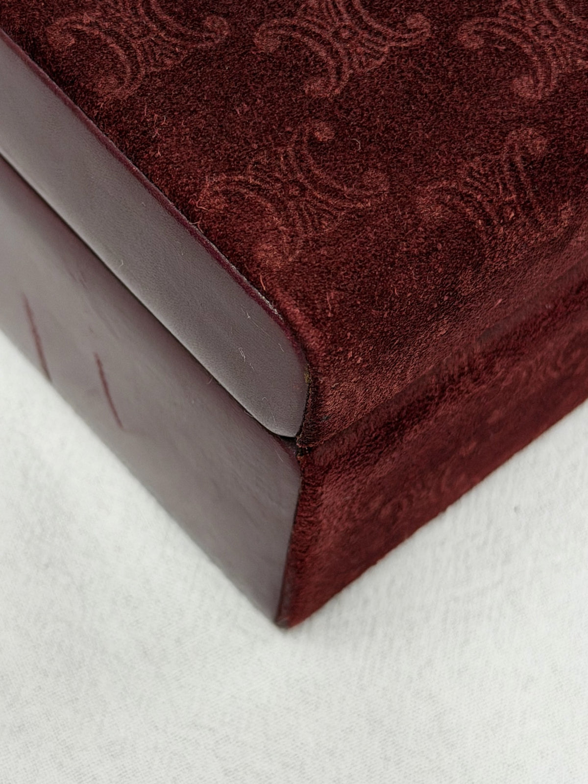 CELINE Vintage Suede Smooth Leather Combo Vanity Box Bag Bordeaux