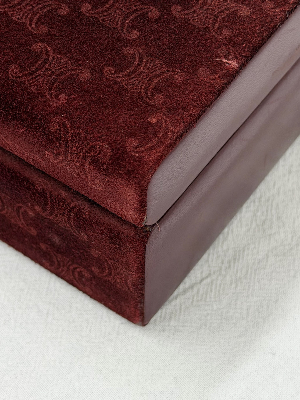 CELINE Vintage Suede Smooth Leather Combo Vanity Box Bag Bordeaux