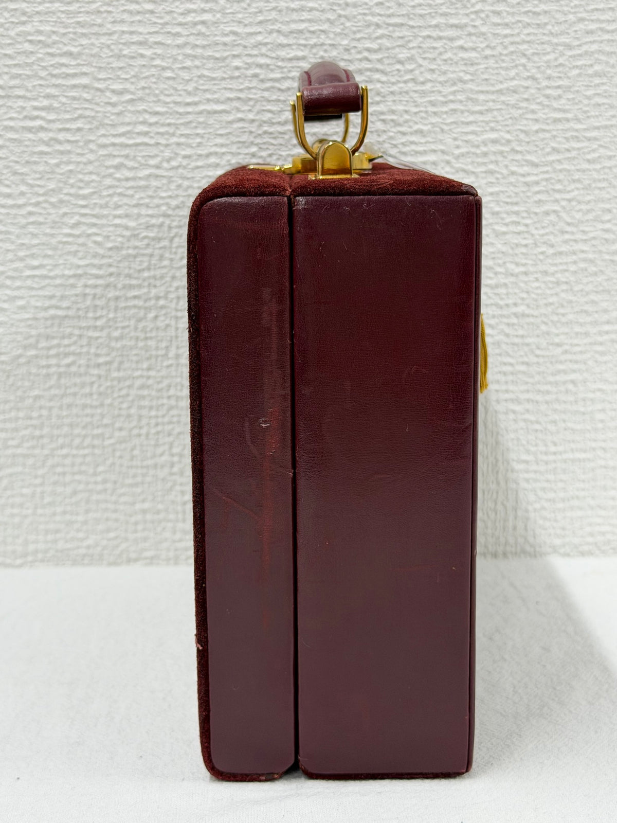 CELINE Vintage Suede Smooth Leather Combo Vanity Box Bag Bordeaux