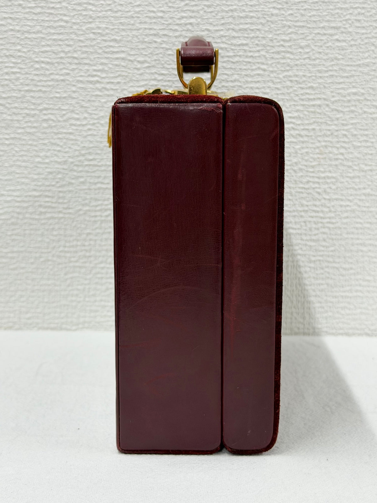 CELINE Vintage Suede Smooth Leather Combo Vanity Box Bag Bordeaux