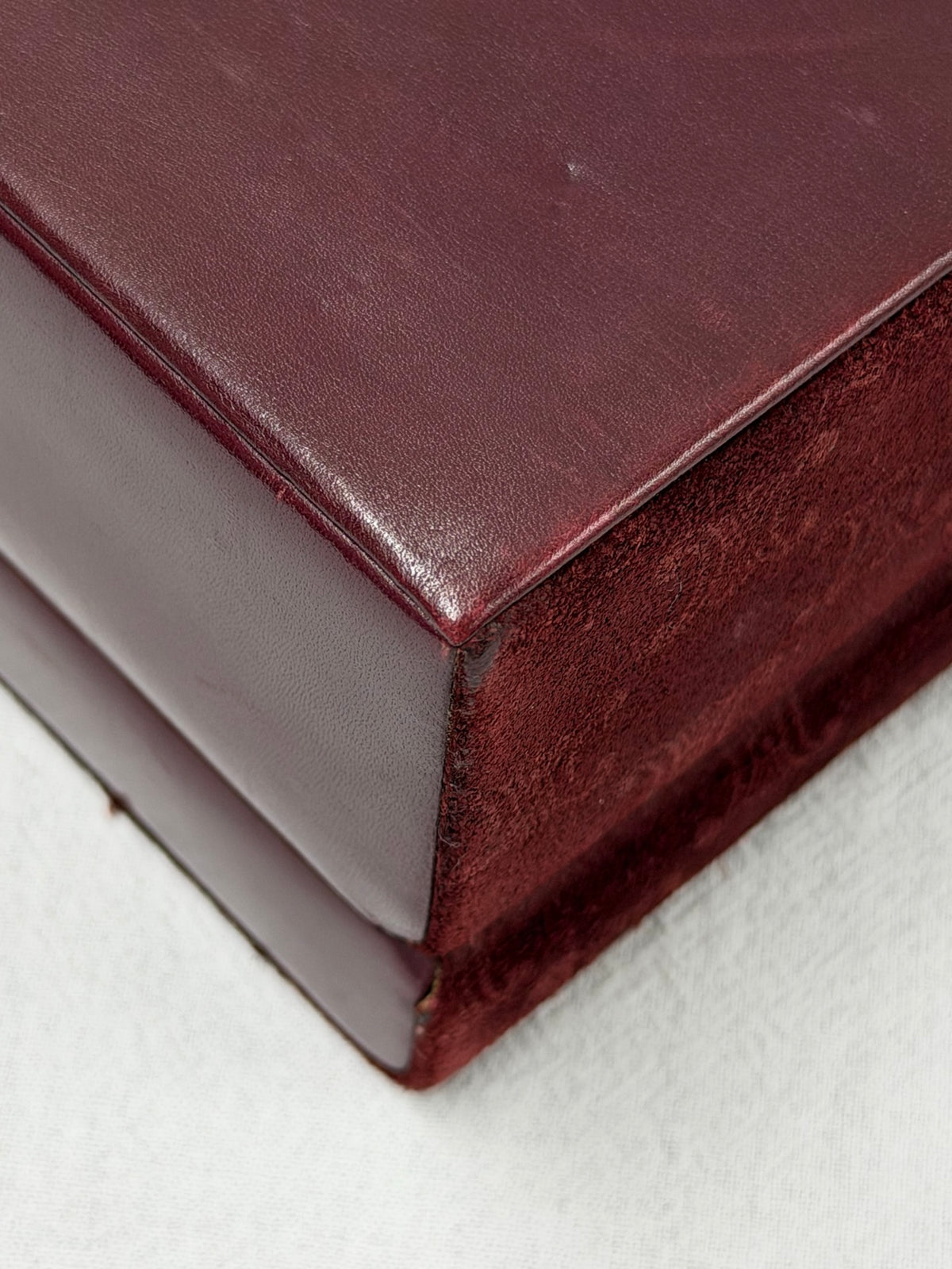 CELINE Vintage Suede Smooth Leather Combo Vanity Box Bag Bordeaux