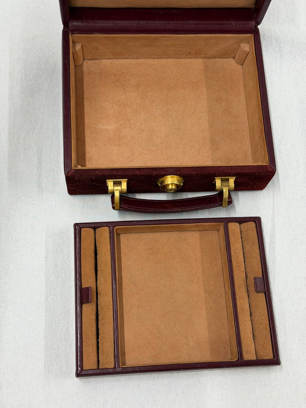 CELINE Vintage Suede Smooth Leather Combo Vanity Box Bag Bordeaux