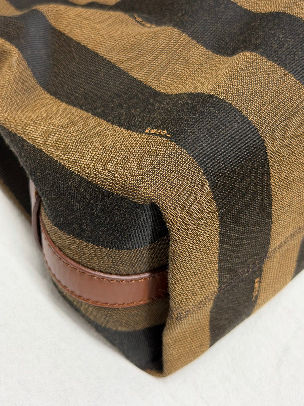 FENDI Vintage Pequin Stripe Canvas Hobo Shoulder Bag