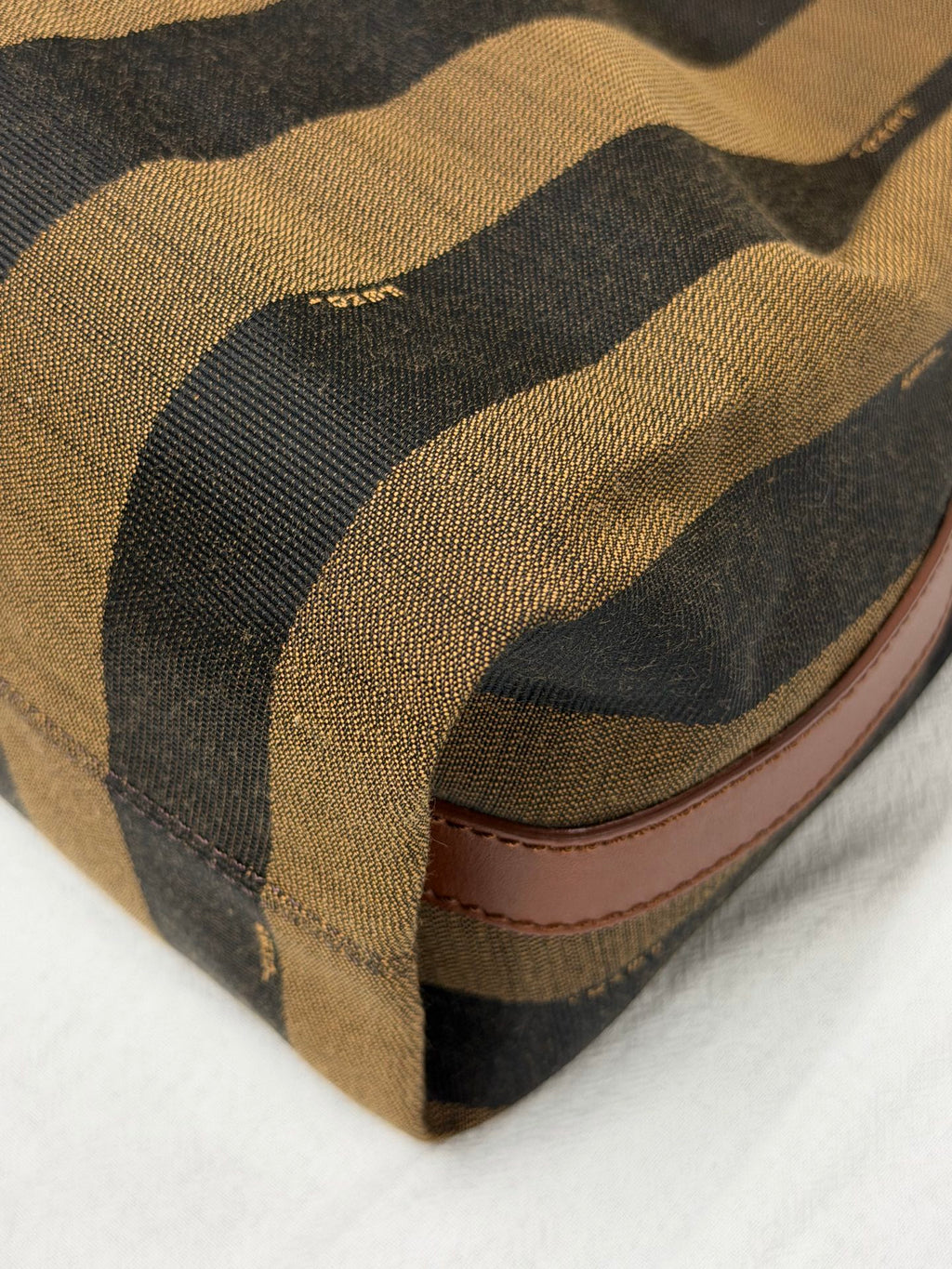 FENDI Vintage Pequin Stripe Canvas Hobo Shoulder Bag