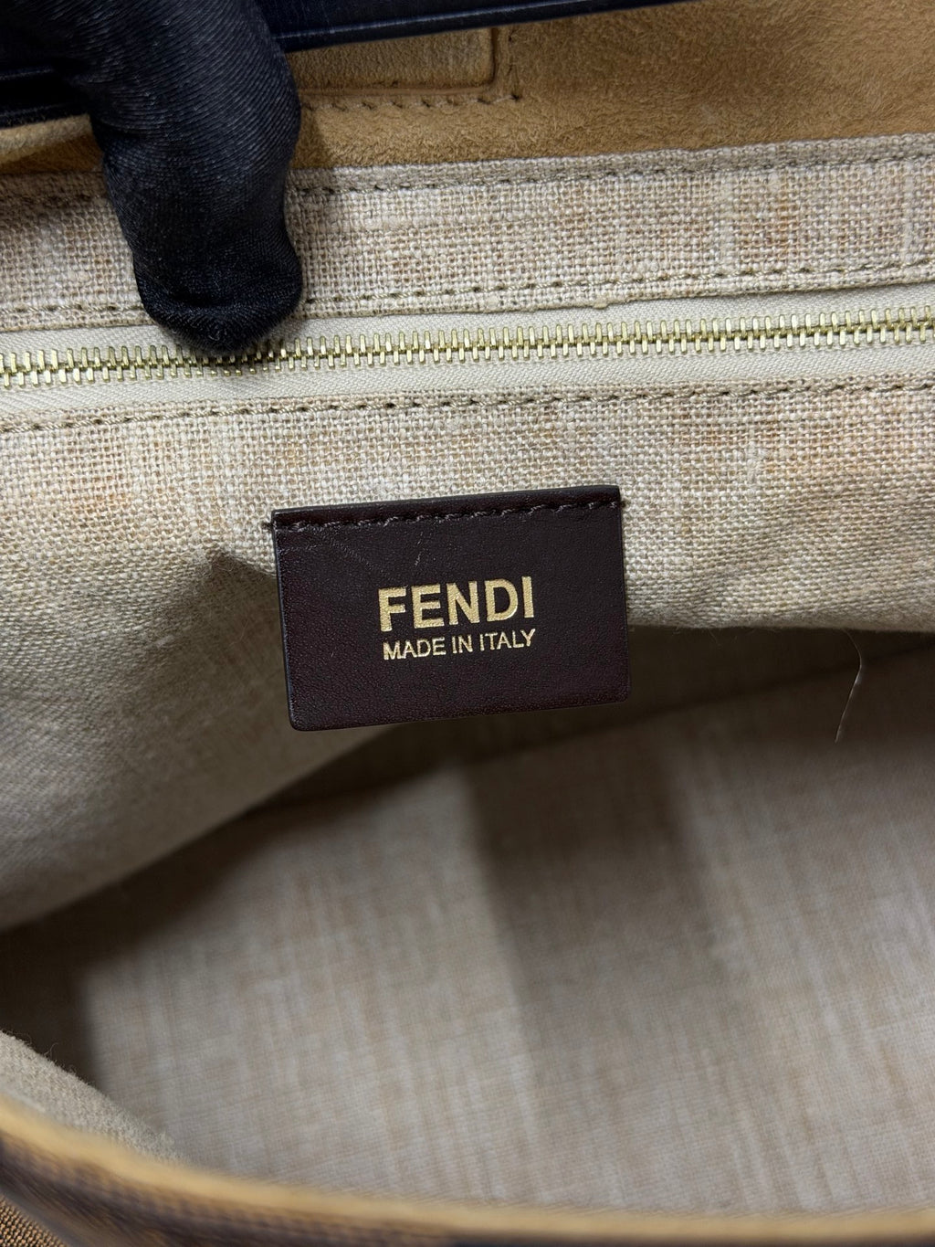 FENDI Vintage Pequin Stripe Canvas Hobo Shoulder Bag