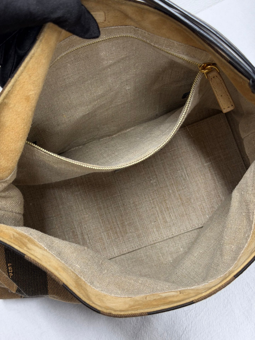 FENDI Vintage Pequin Stripe Canvas Hobo Shoulder Bag