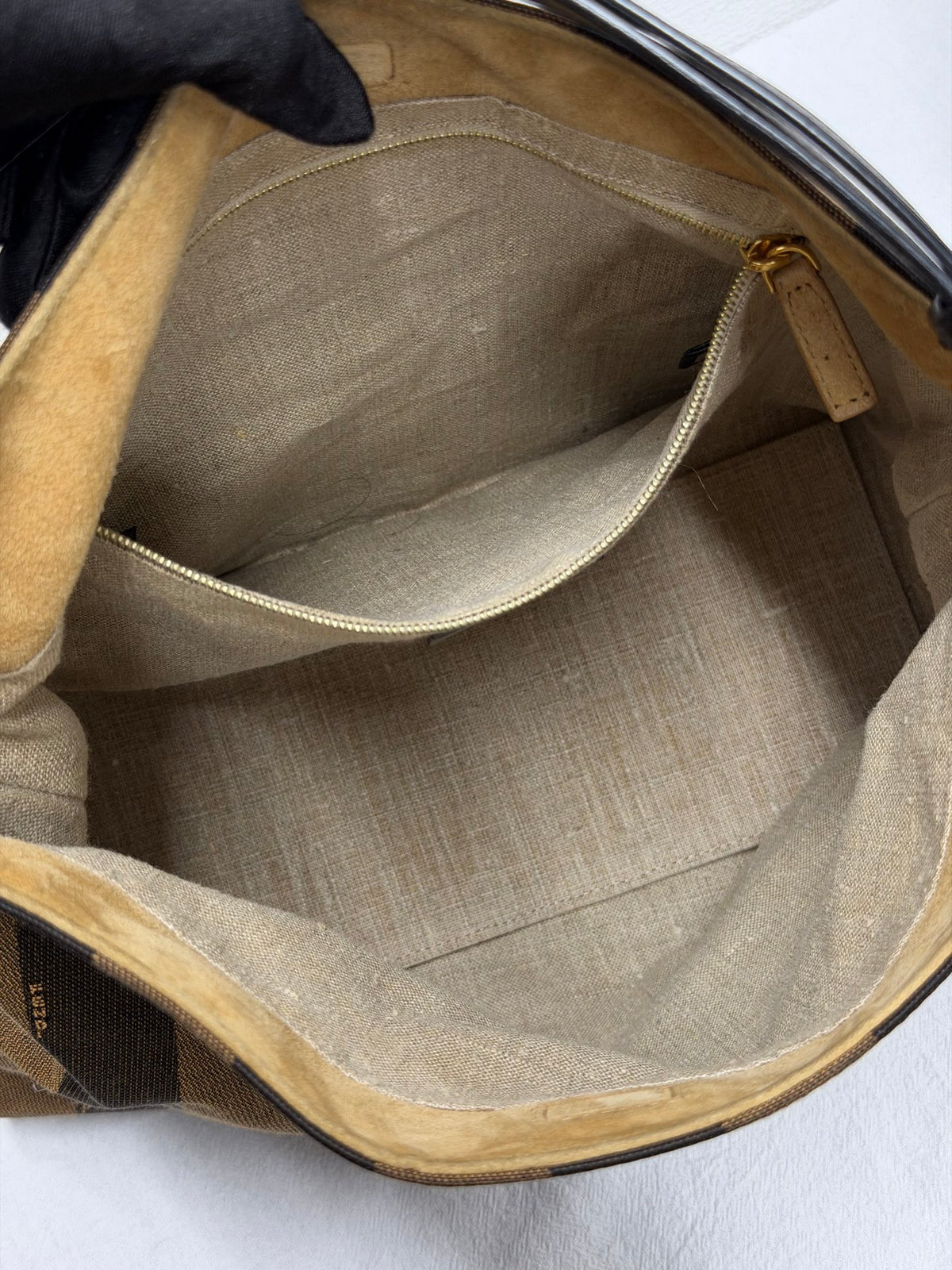 FENDI Vintage Pequin Stripe Canvas Hobo Shoulder Bag
