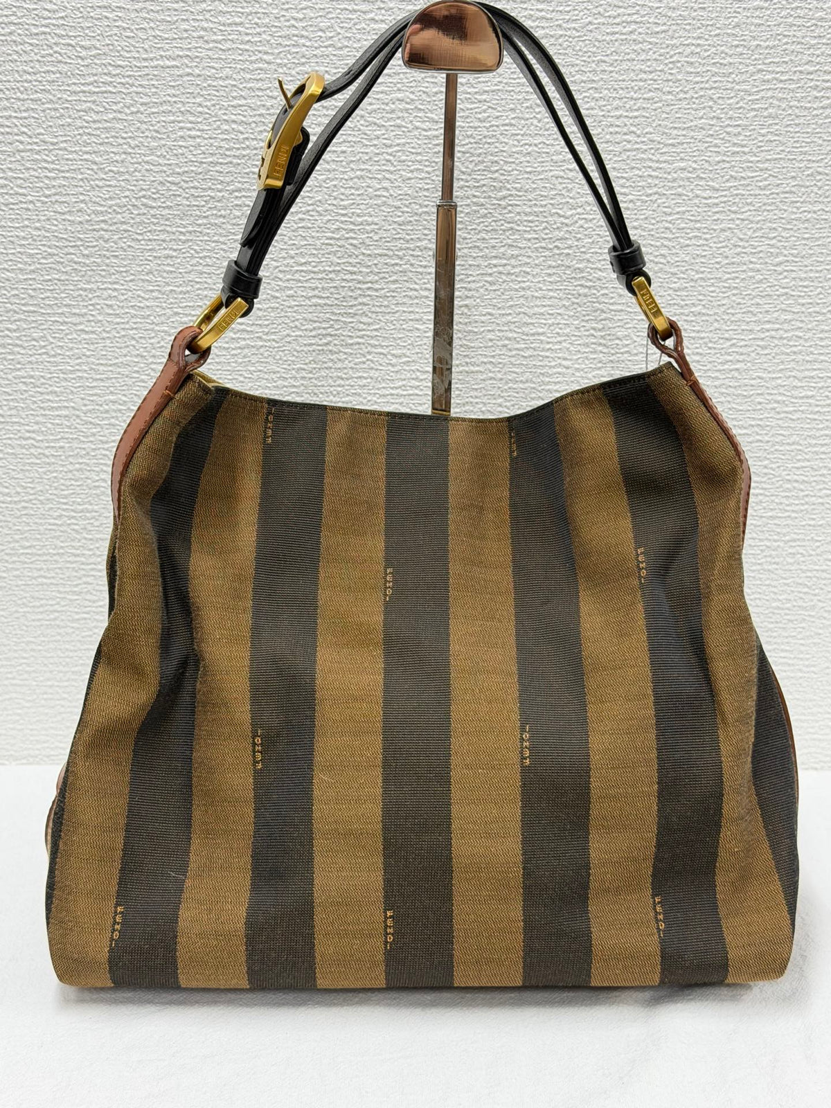 FENDI Vintage Pequin Stripe Canvas Hobo Shoulder Bag