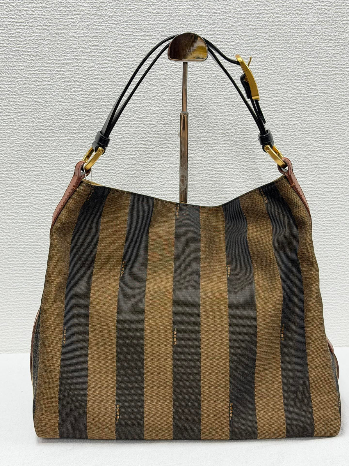 FENDI Vintage Pequin Stripe Canvas Hobo Shoulder Bag