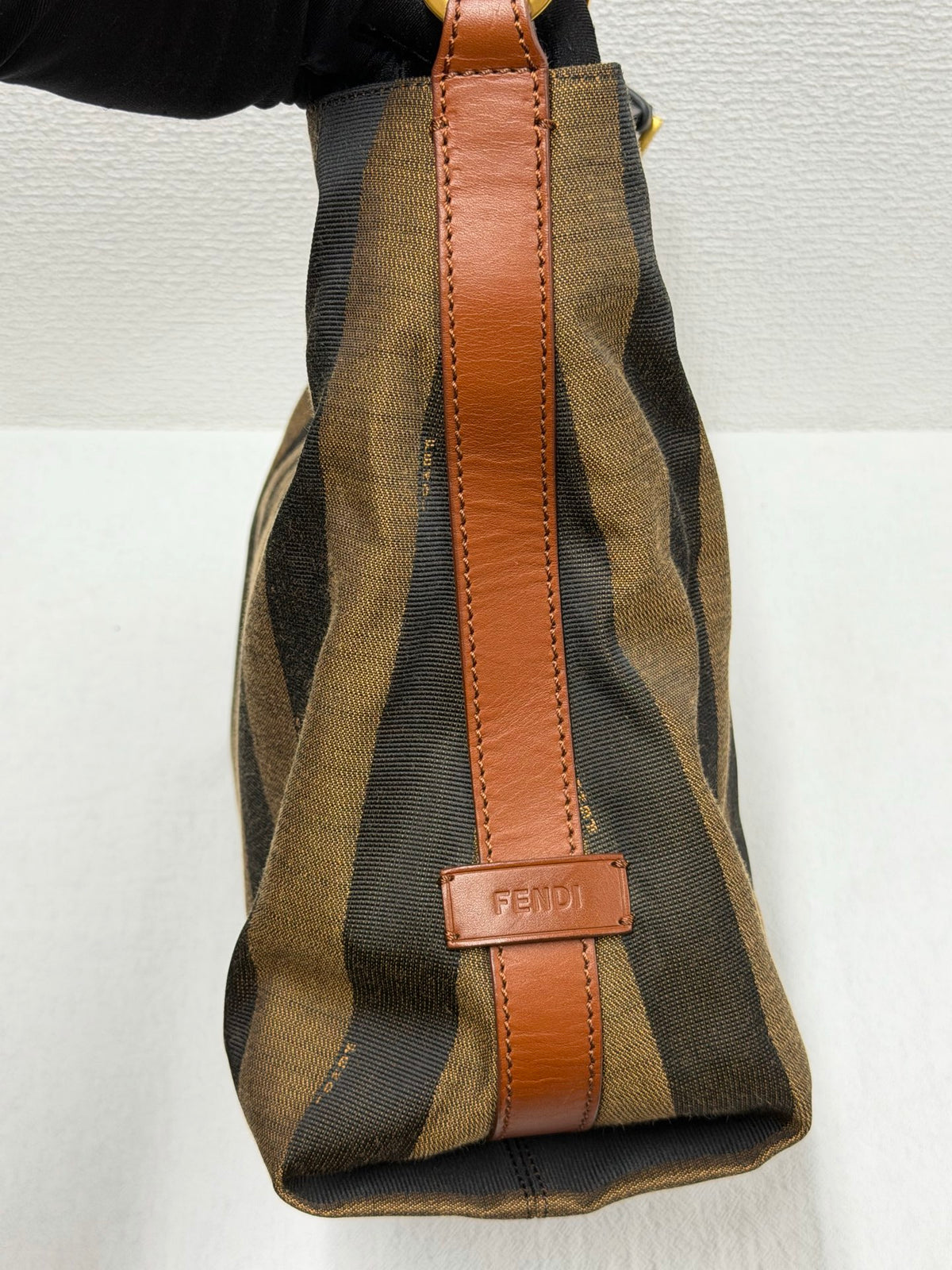 FENDI Vintage Pequin Stripe Canvas Hobo Shoulder Bag