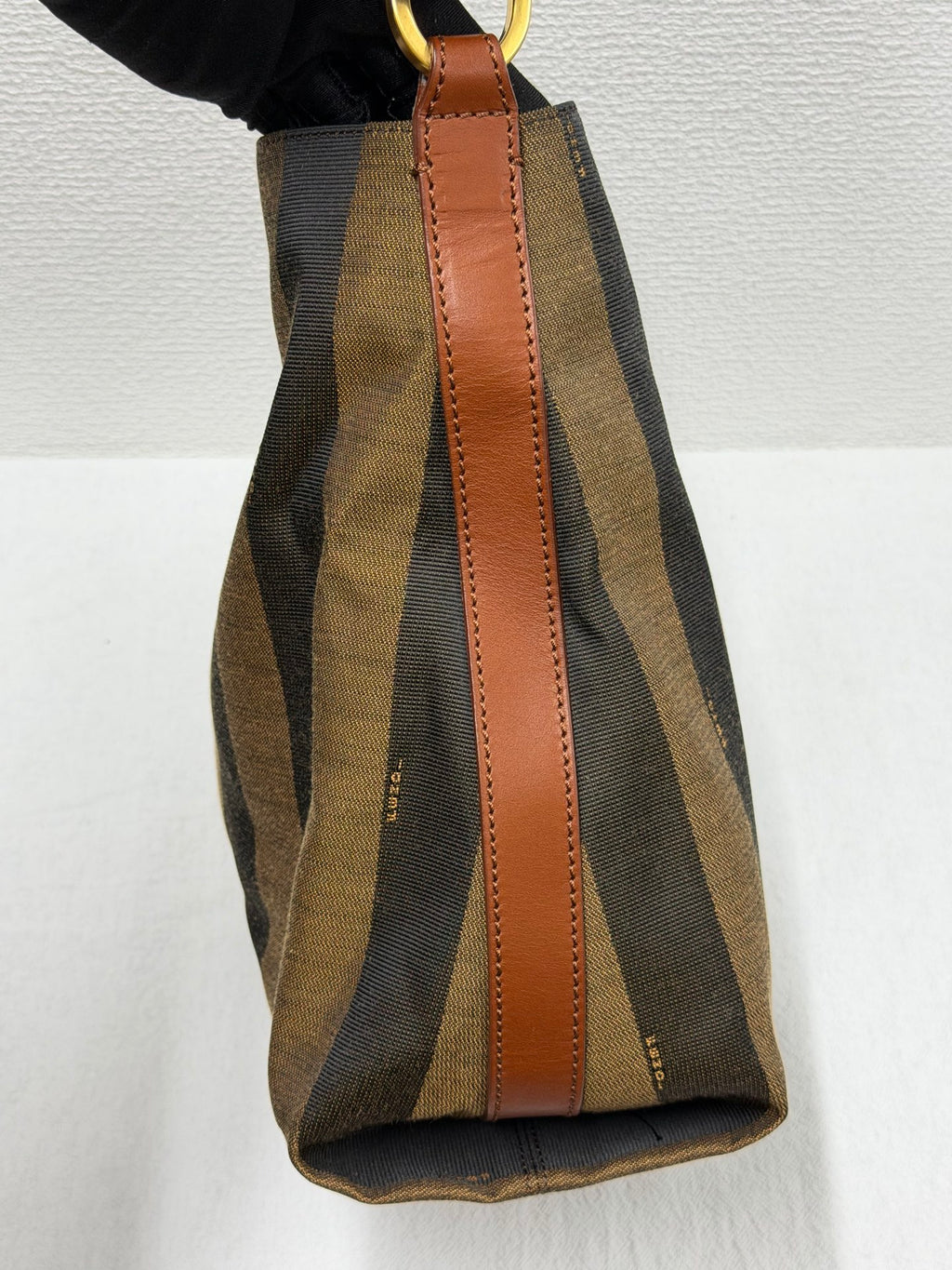 FENDI Vintage Pequin Stripe Canvas Hobo Shoulder Bag