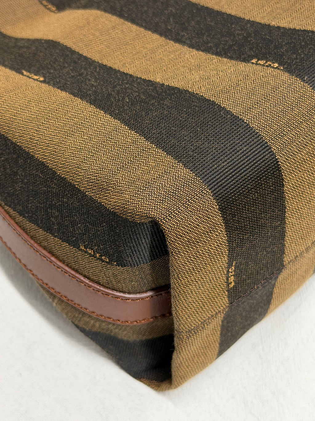 FENDI Vintage Pequin Stripe Canvas Hobo Shoulder Bag