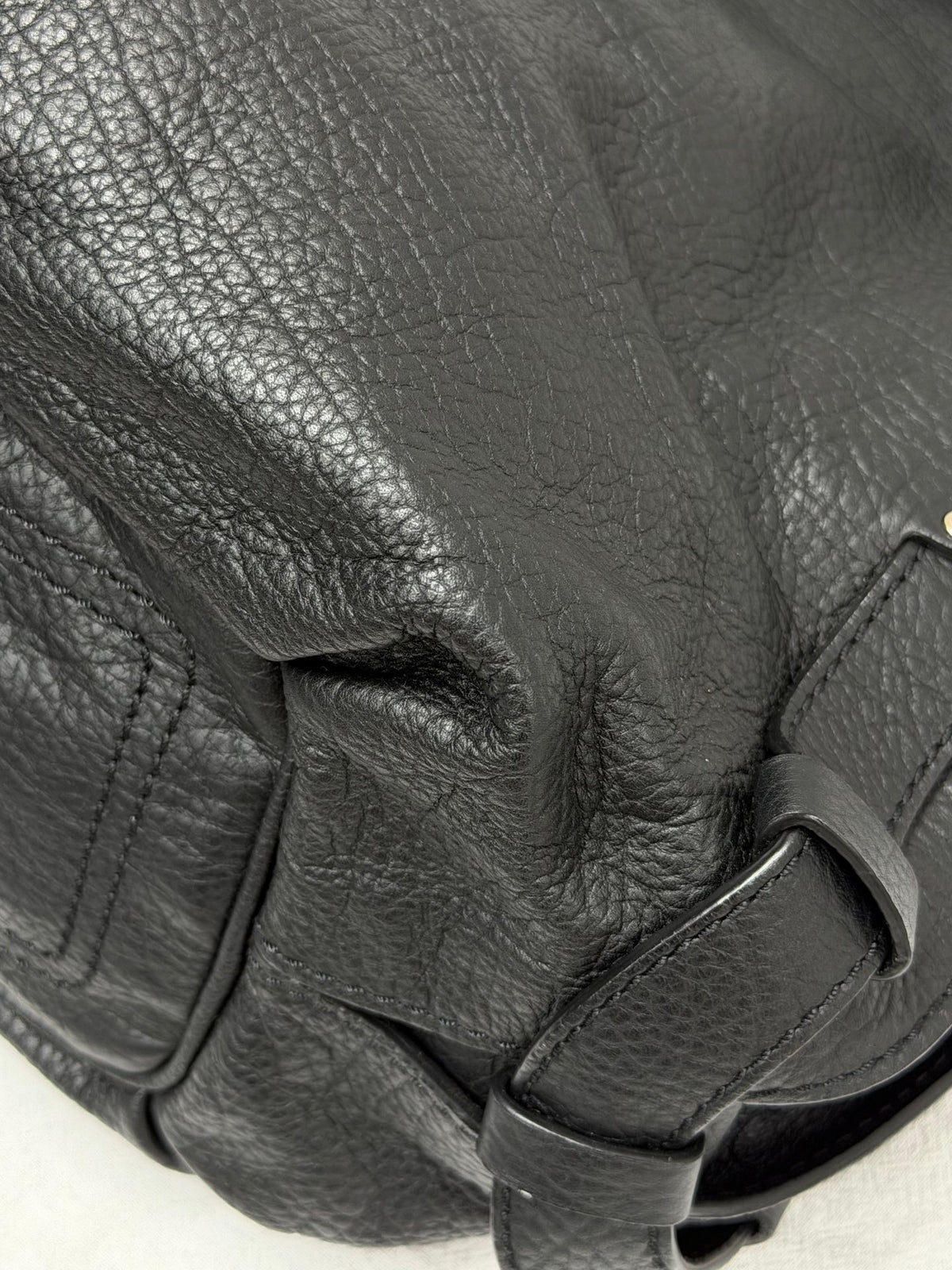 CELINE Grained Leather Bittersweet Hobo Shoulder Bag Black