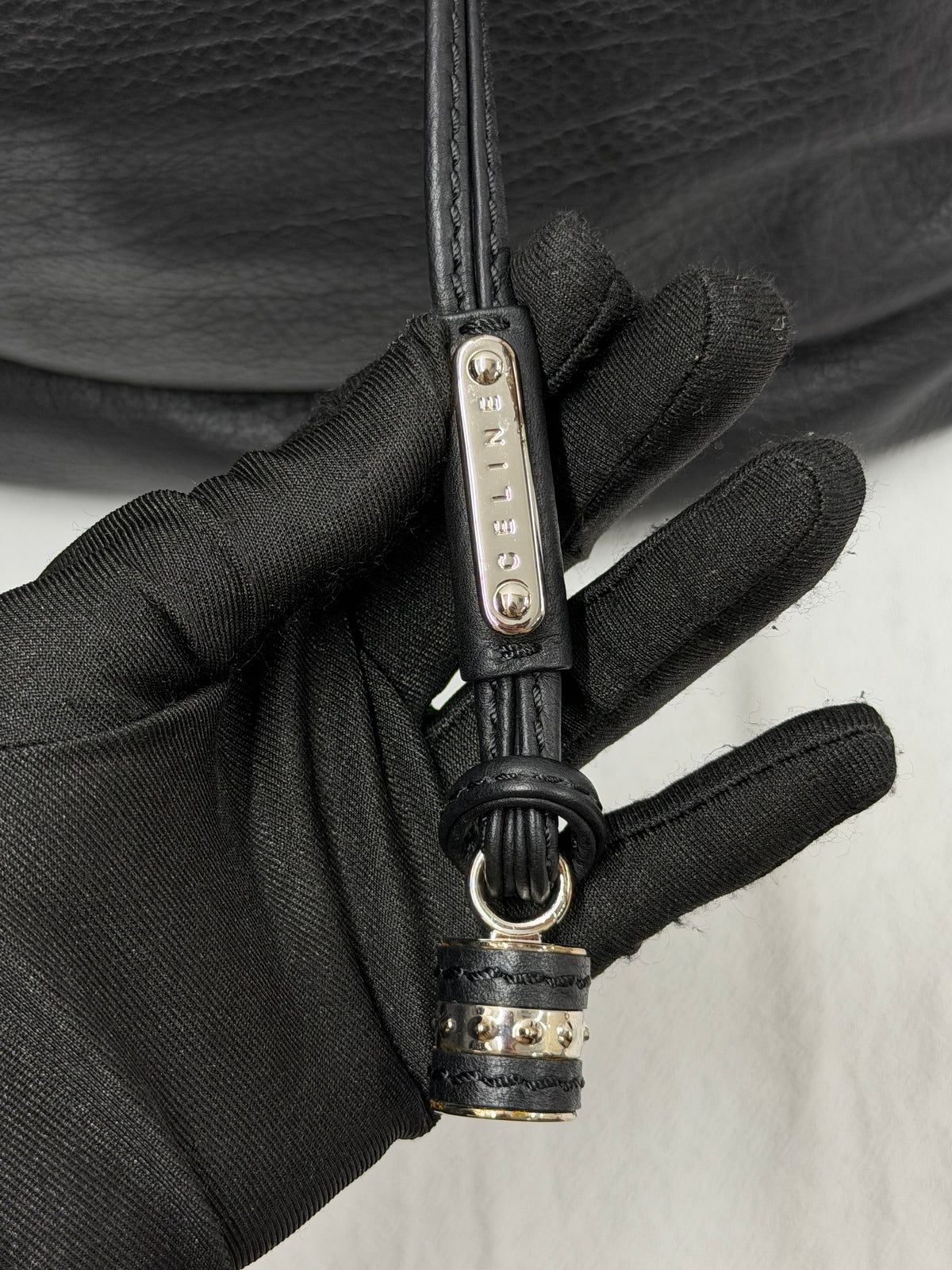 CELINE Grained Leather Bittersweet Hobo Shoulder Bag Black