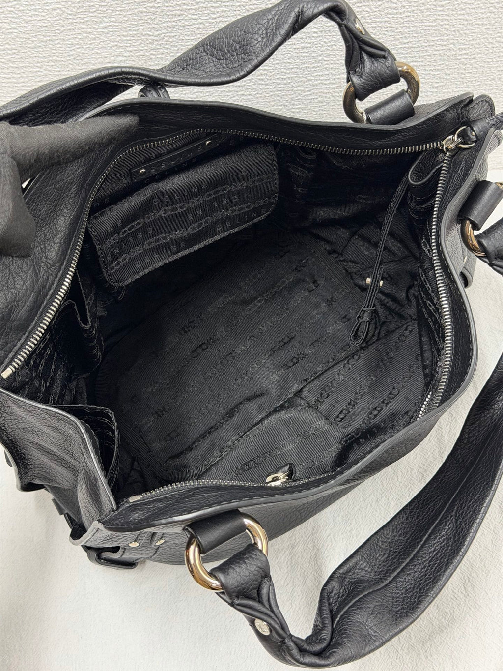 CELINE Grained Leather Bittersweet Hobo Shoulder Bag Black