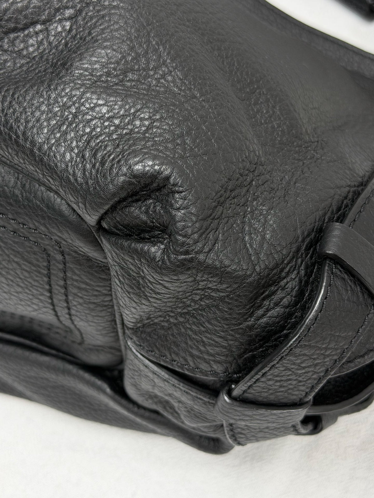 CELINE Grained Leather Bittersweet Hobo Shoulder Bag Black