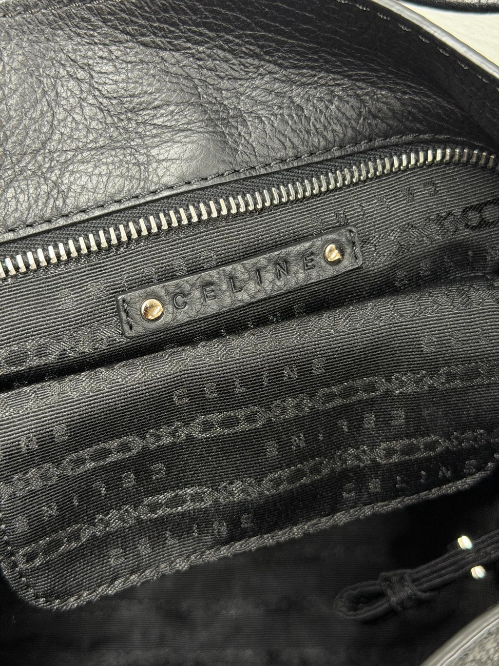 CELINE Grained Leather Bittersweet Hobo Shoulder Bag Black