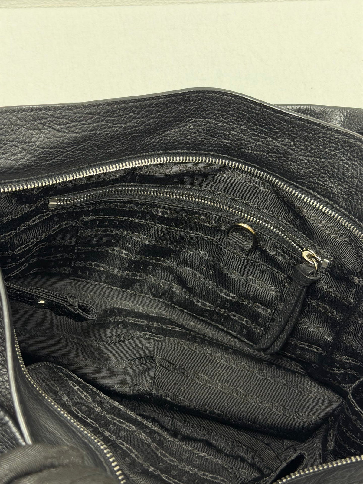 CELINE Grained Leather Bittersweet Hobo Shoulder Bag Black