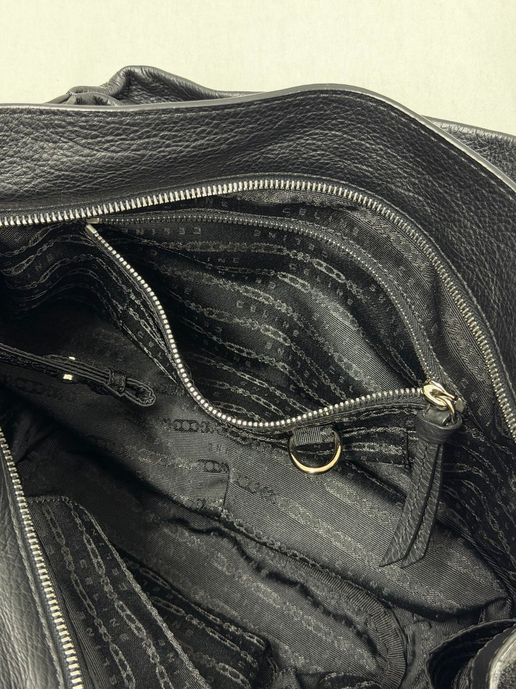 CELINE Grained Leather Bittersweet Hobo Shoulder Bag Black
