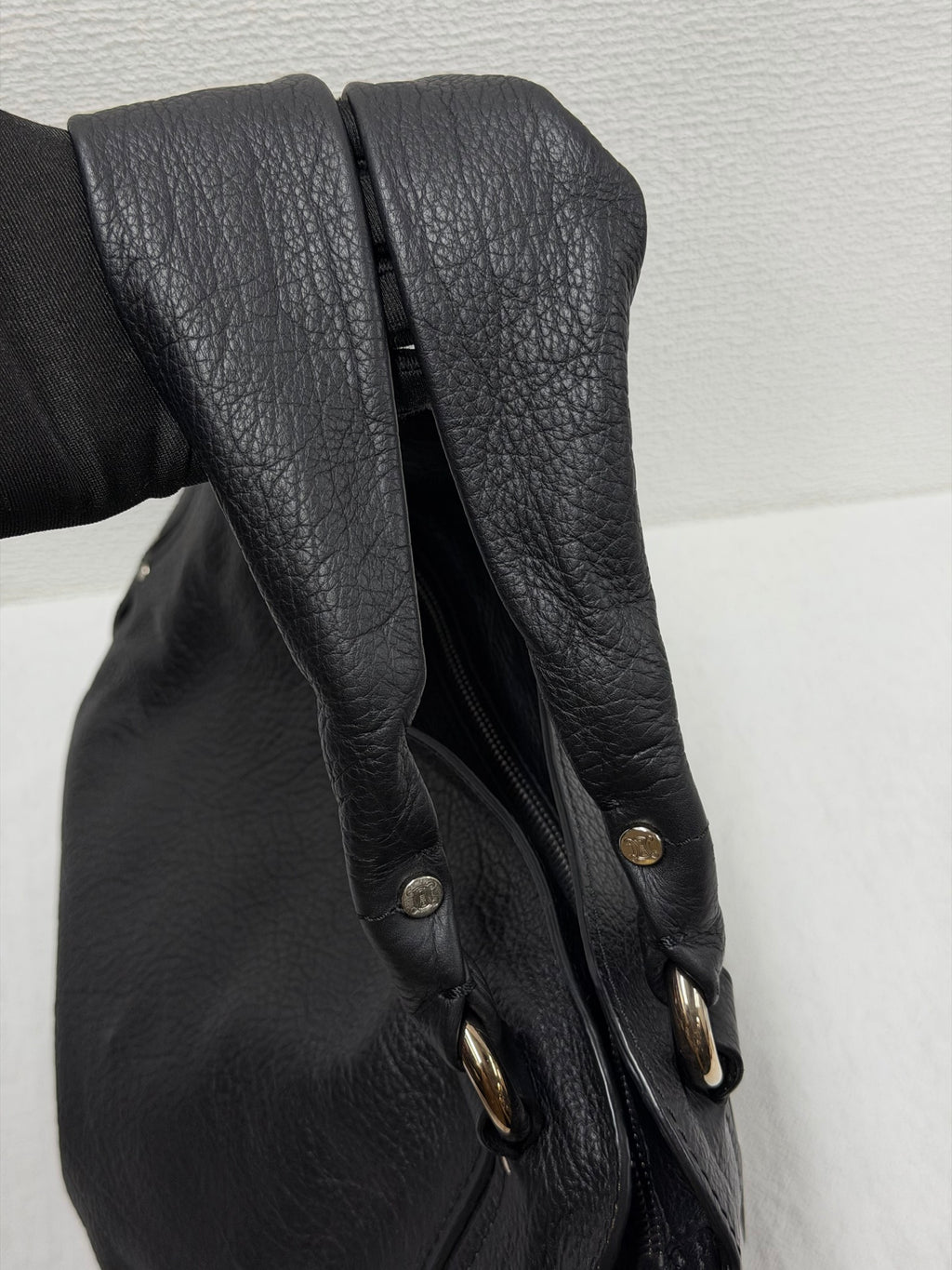 CELINE Grained Leather Bittersweet Hobo Shoulder Bag Black
