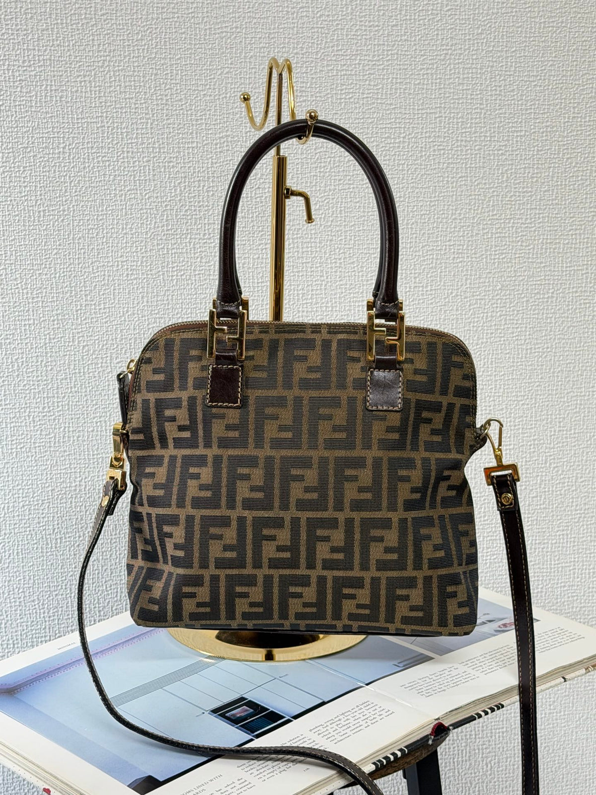 FENDI Zucca Canvas Dome Top Handle 2-Way Bag