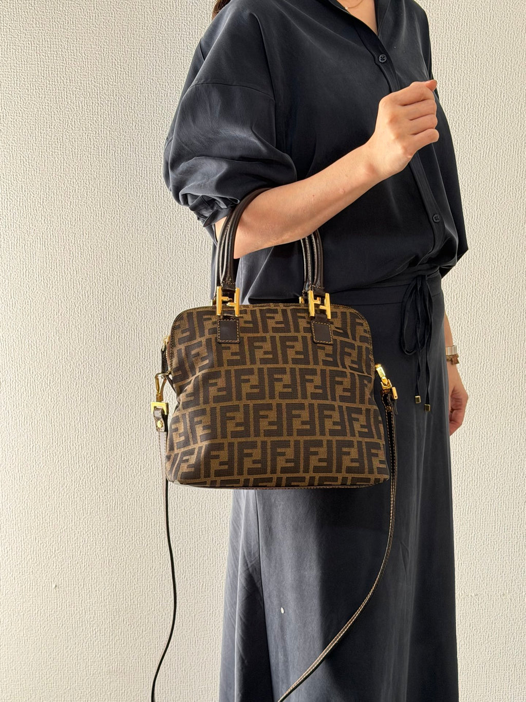 FENDI Zucca Canvas Dome Top Handle 2-Way Bag