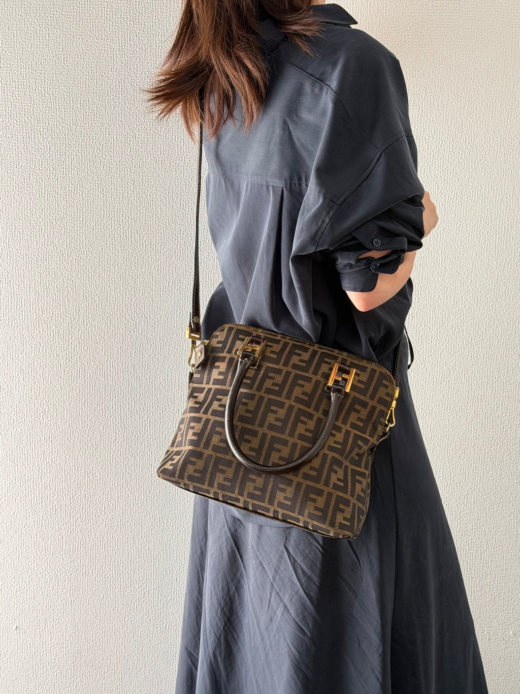 FENDI Zucca Canvas Dome Top Handle 2-Way Bag