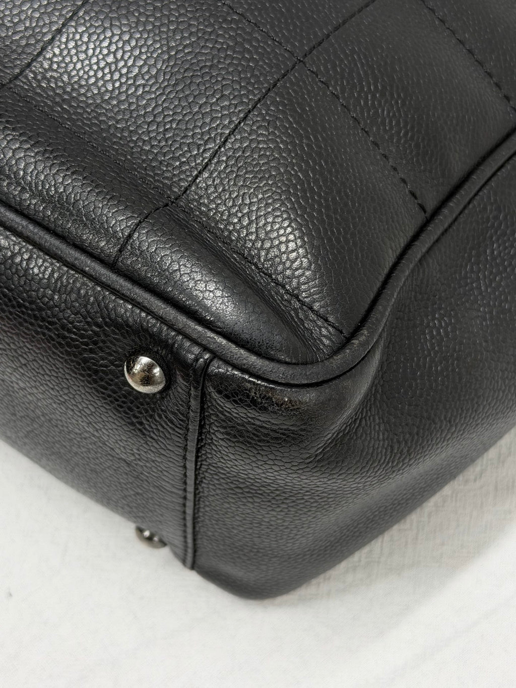 CHANEL Chocolate Bar Square Stitch Caviar Leather Tote Bag