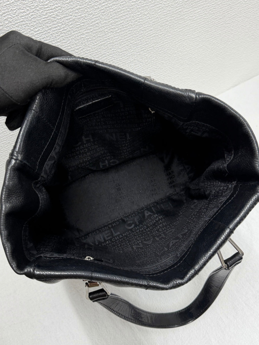 CHANEL Chocolate Bar Square Stitch Caviar Leather Tote Bag