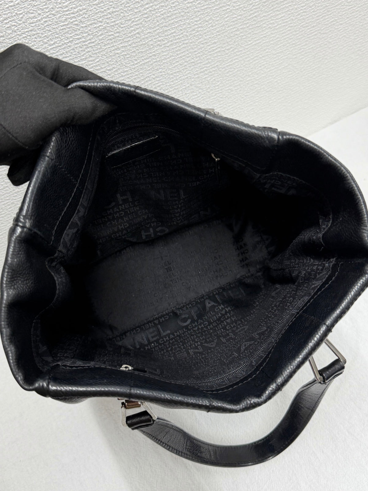 CHANEL Chocolate Bar Square Stitch Caviar Leather Tote Bag