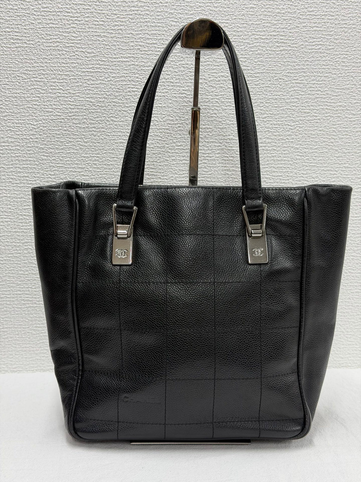 CHANEL Chocolate Bar Square Stitch Caviar Leather Tote Bag