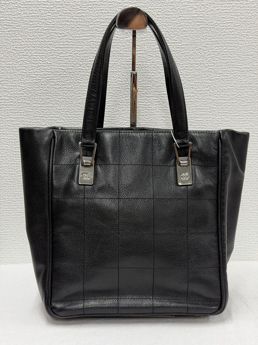 CHANEL Chocolate Bar Square Stitch Caviar Leather Tote Bag