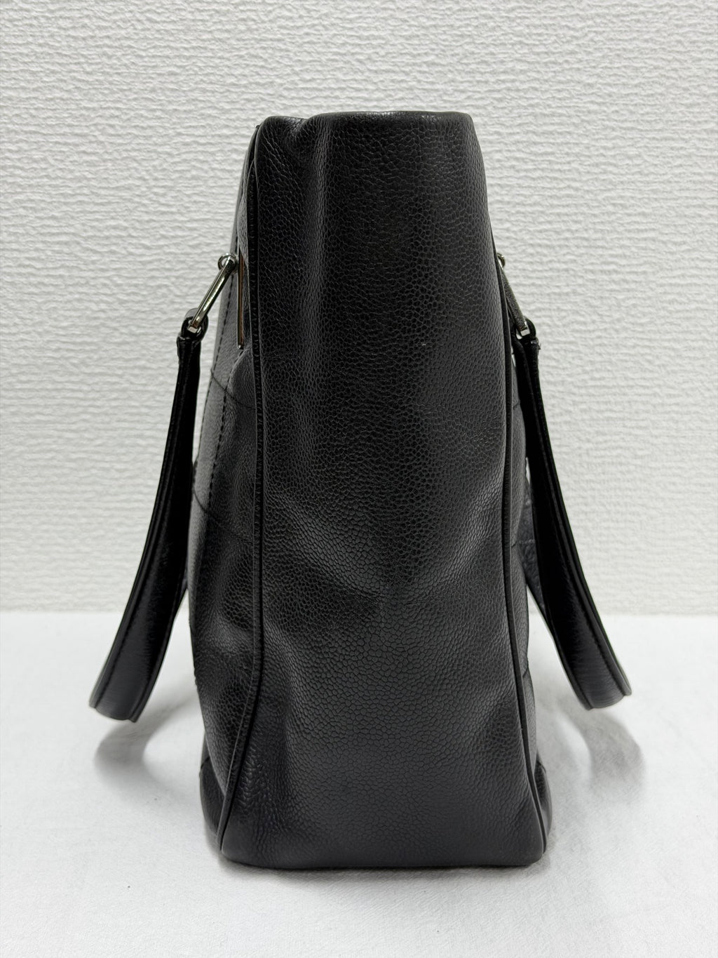 CHANEL Chocolate Bar Square Stitch Caviar Leather Tote Bag