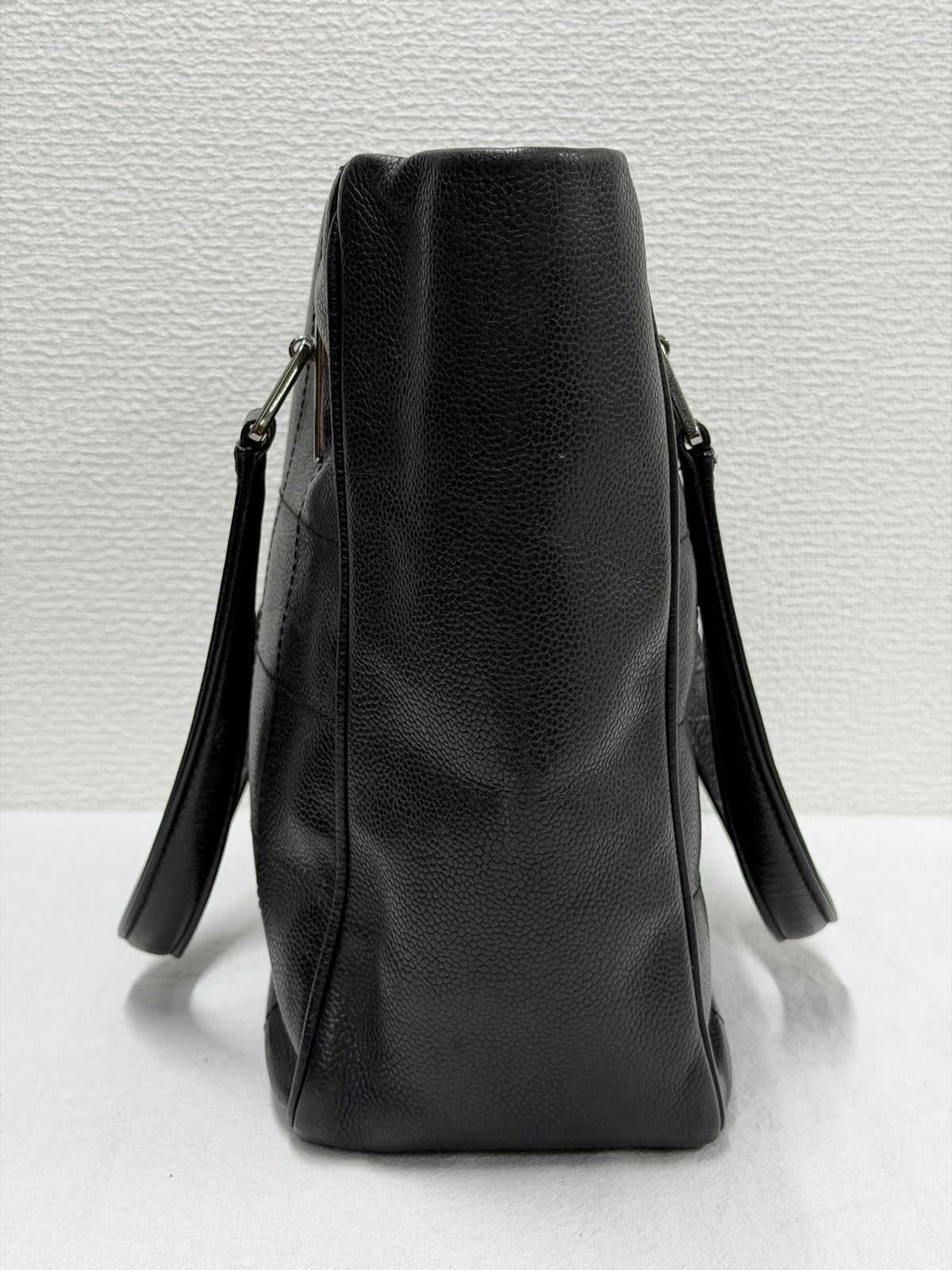 CHANEL Chocolate Bar Square Stitch Caviar Leather Tote Bag