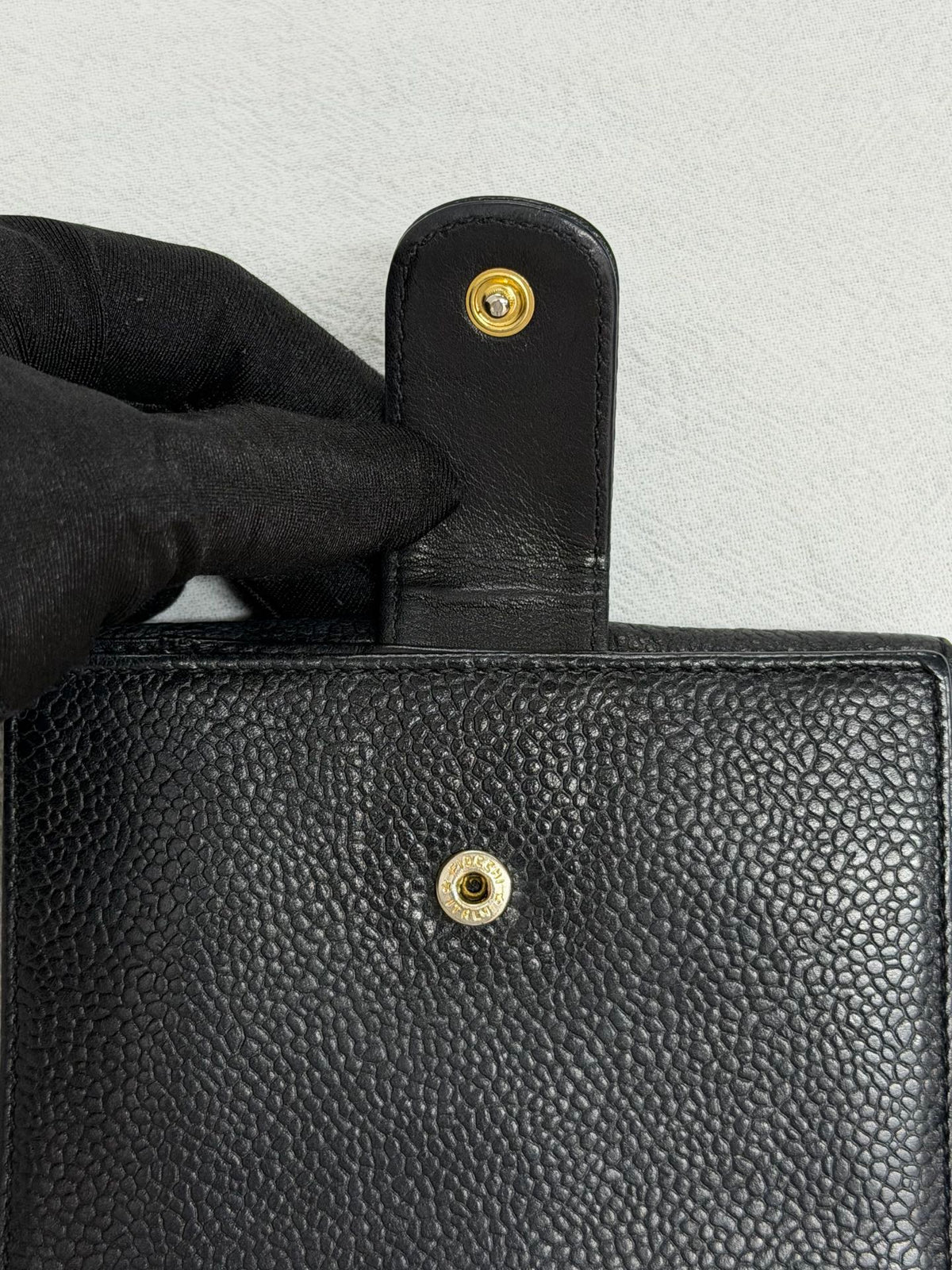 CHANEL Double C Cavier 2way Bifold Wallet