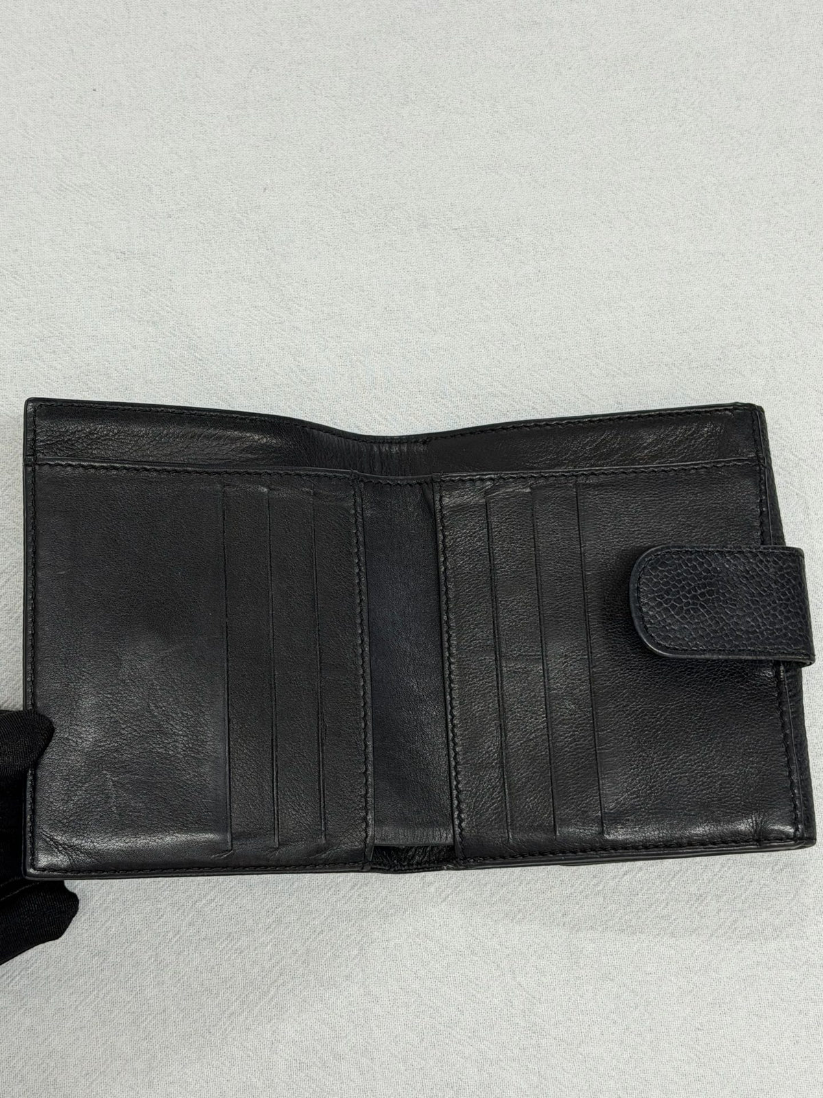CHANEL Double C Cavier 2way Bifold Wallet