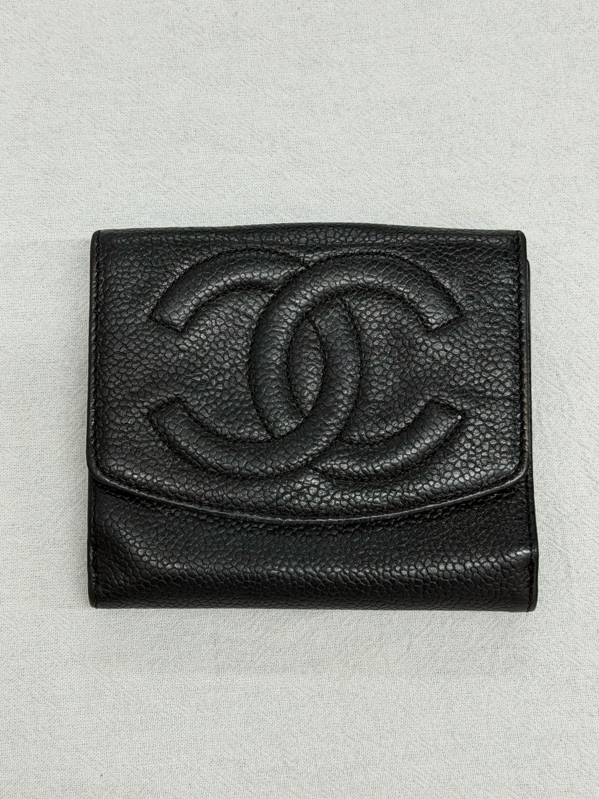 CHANEL Double C Cavier 2way Bifold Wallet