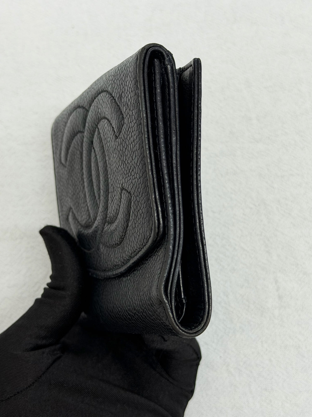 CHANEL Double C Cavier 2way Bifold Wallet