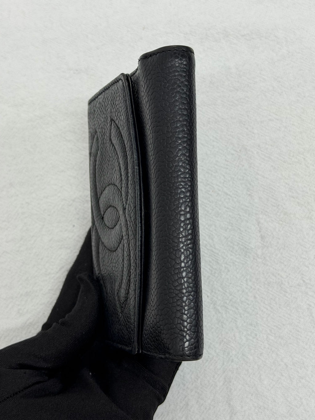 CHANEL Double C Cavier 2way Bifold Wallet