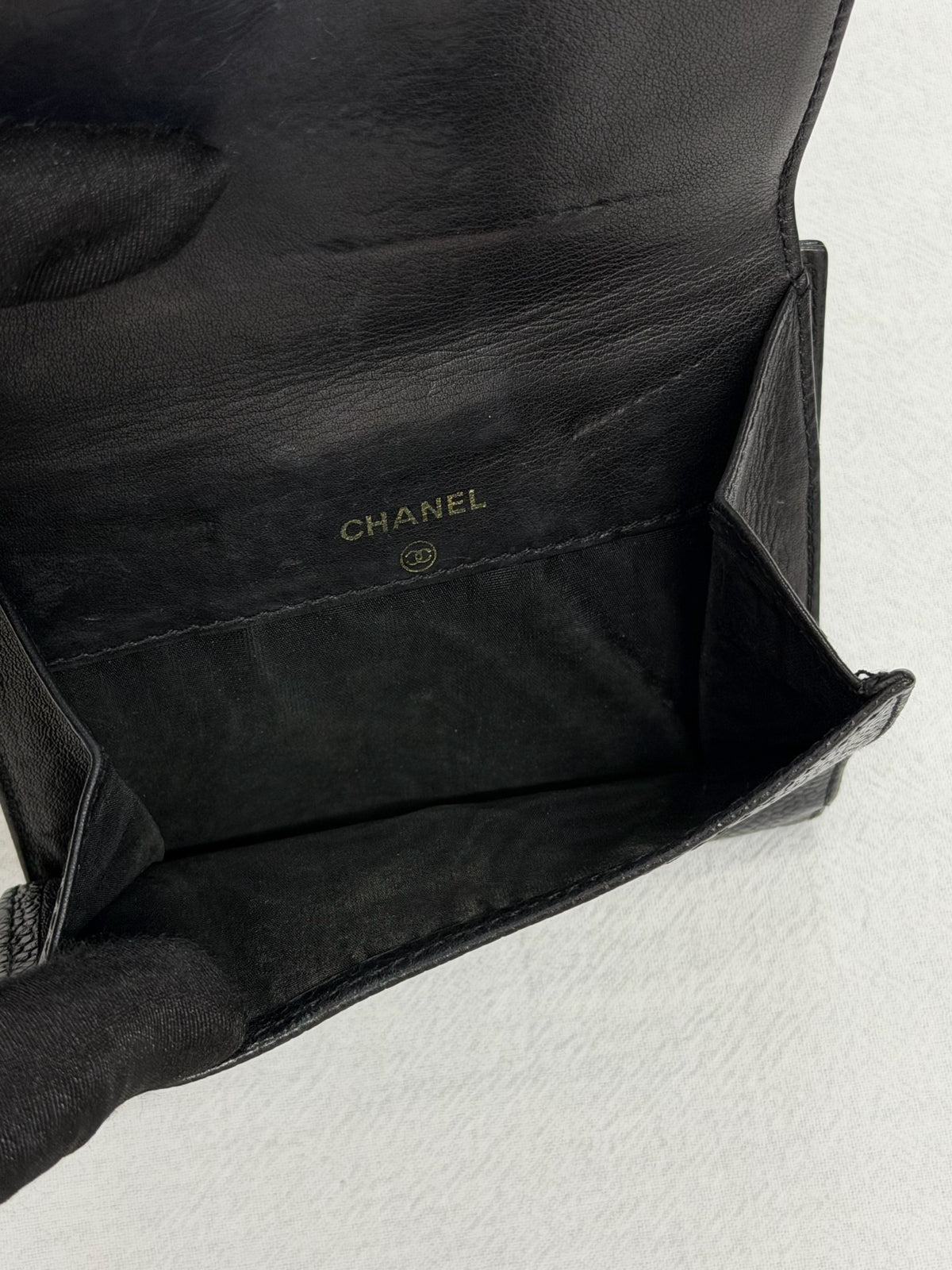 CHANEL Double C Cavier 2way Bifold Wallet