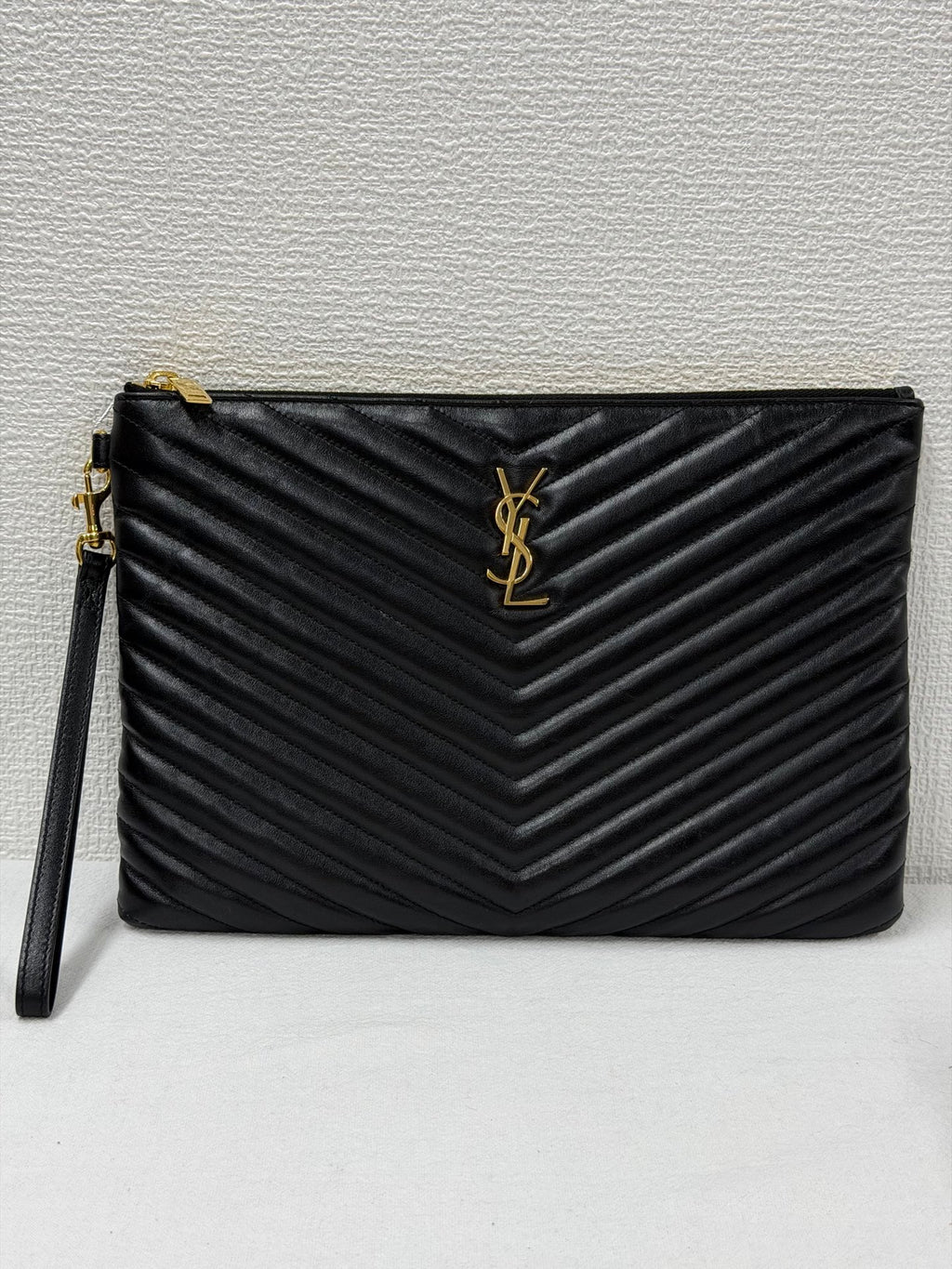 Saint Laurent YSL  Matelassé Leather Zip Tablet  Clutch