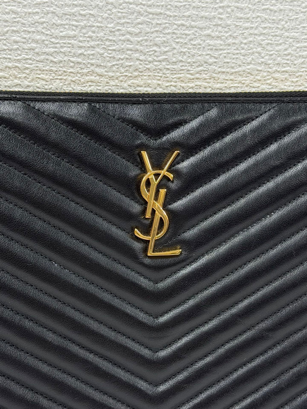 Saint Laurent YSL  Matelassé Leather Zip Tablet  Clutch