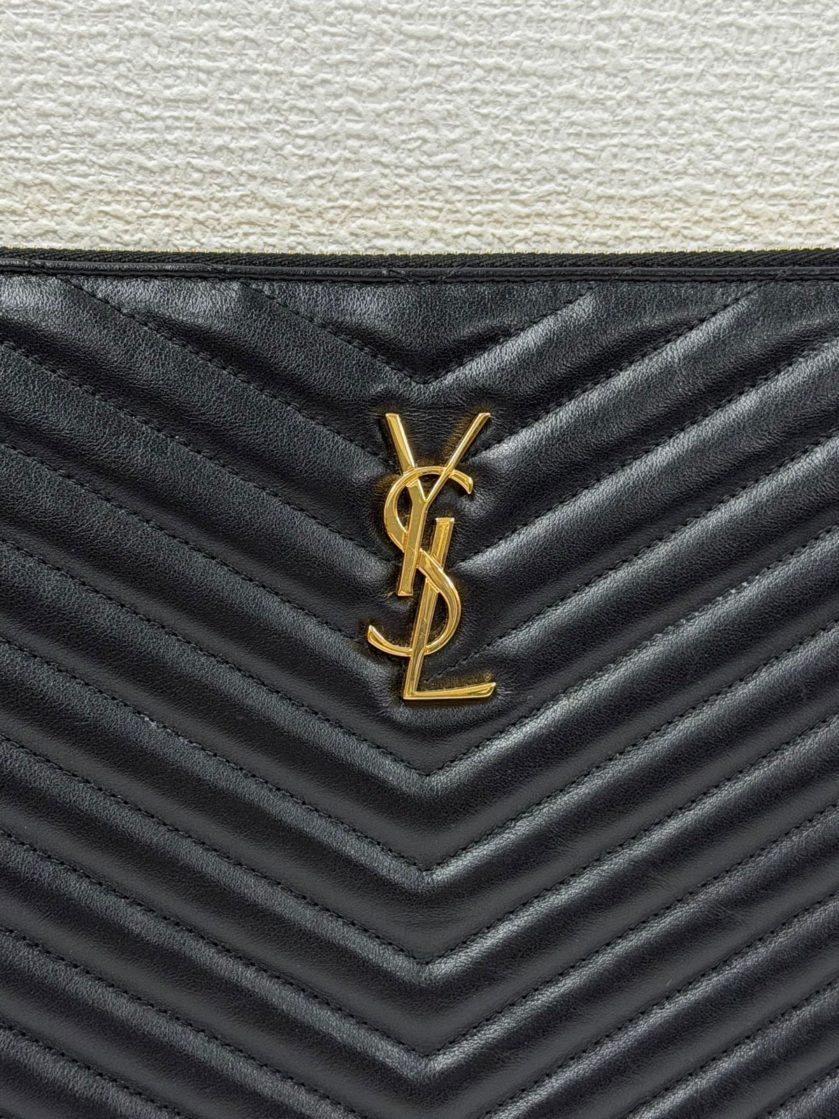 Saint Laurent YSL  Matelassé Leather Zip Tablet  Clutch