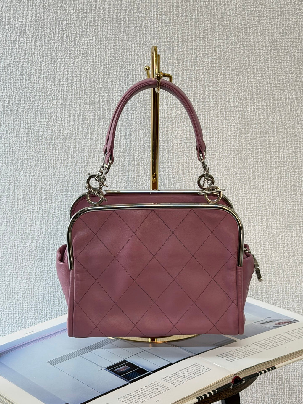 CHANEL Ultimate Soft Quilted Lambskin Frame Bag with CC Toggle Charm Pink